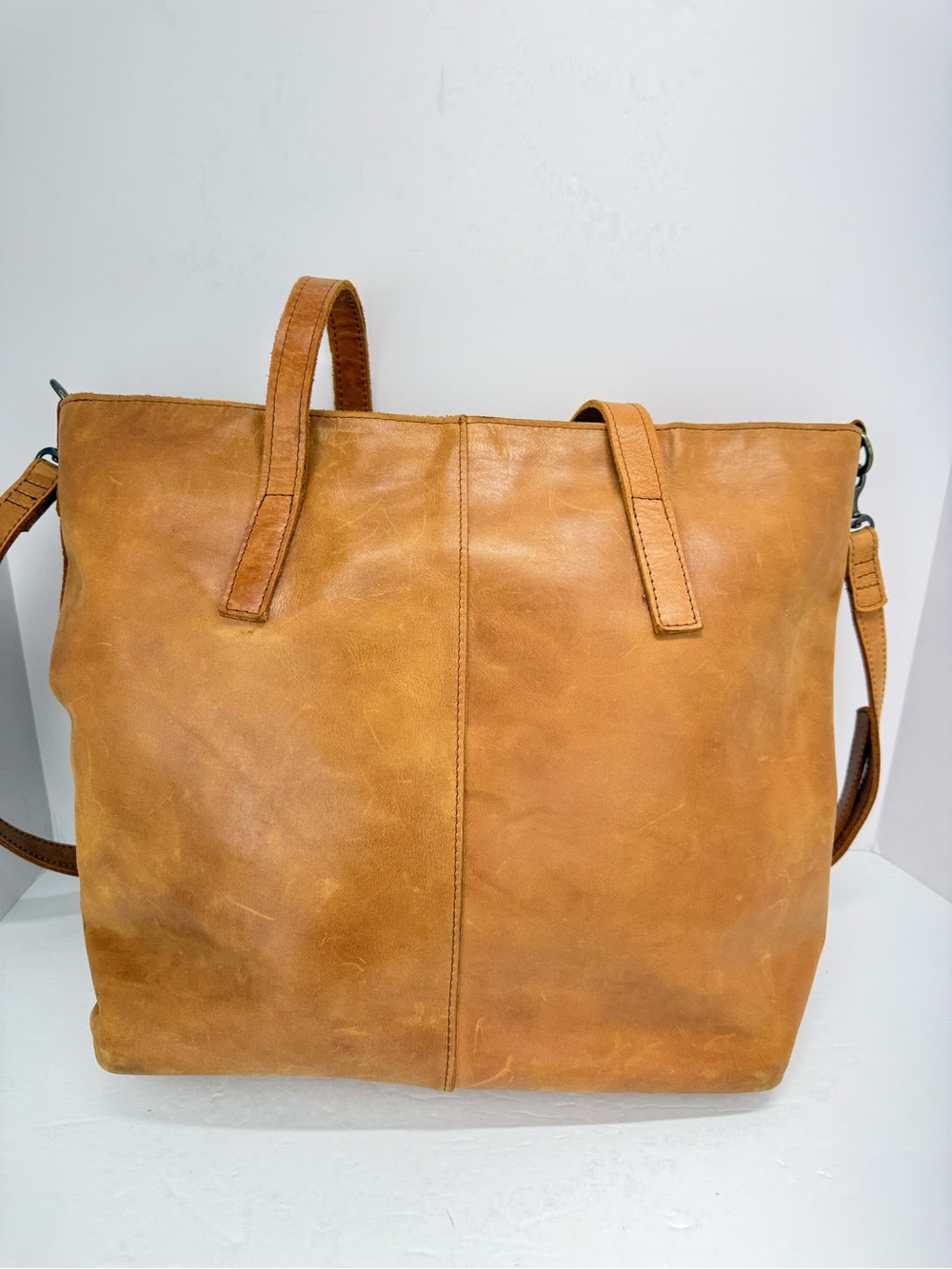 ABLE Alem Cognac Tan Leather Utility Tote Bag - Picture 4 of 13